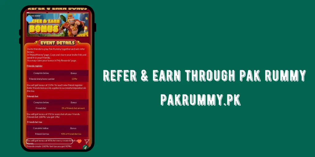 Pak Rummy Refer and Earn Bonus Program